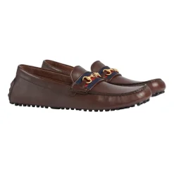 Gucci Cocoa Driver Schoen met Web-Heren Instappers & Slip Ons
