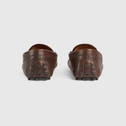 Gucci Cocoa Driver Schoen met Web-Heren Instappers & Slip Ons