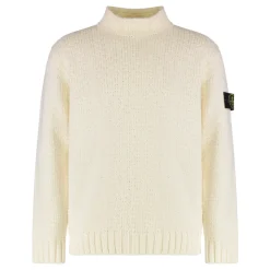 Stone Island Cotton Chenille Mock Neck Sweater-Heren Truien & Vesten