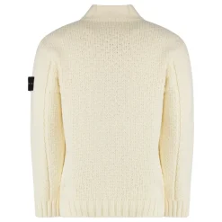 Stone Island Cotton Chenille Mock Neck Sweater-Heren Truien & Vesten