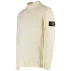 Stone Island Cotton Chenille Mock Neck Sweater-Heren Truien & Vesten