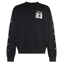 Off White Cotton Crew-neck Sweatshirt-Heren Truien & Vesten
