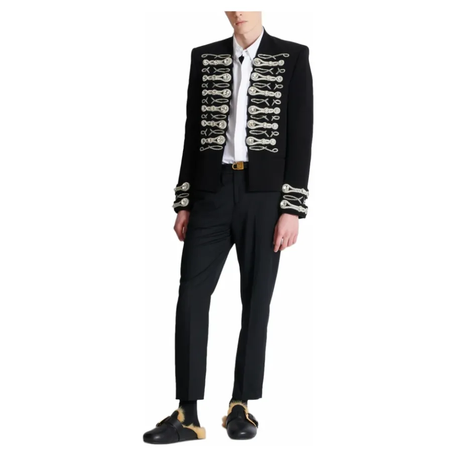 Balmain Crepe spencer jasje met geborduurde frogging-Heren Kostuums