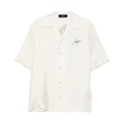 Amiri Crème korte mouwen overhemd met logodetail-Heren Overhemden