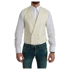 Dolce & Gabbana Crèmekleurig Off-White Formeel Wol Vest-Heren Kostuums