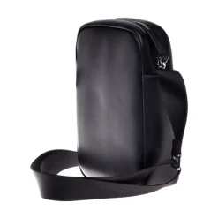 Baldinini Crossbody bag in black calfskin and nylon-Heren Tassen