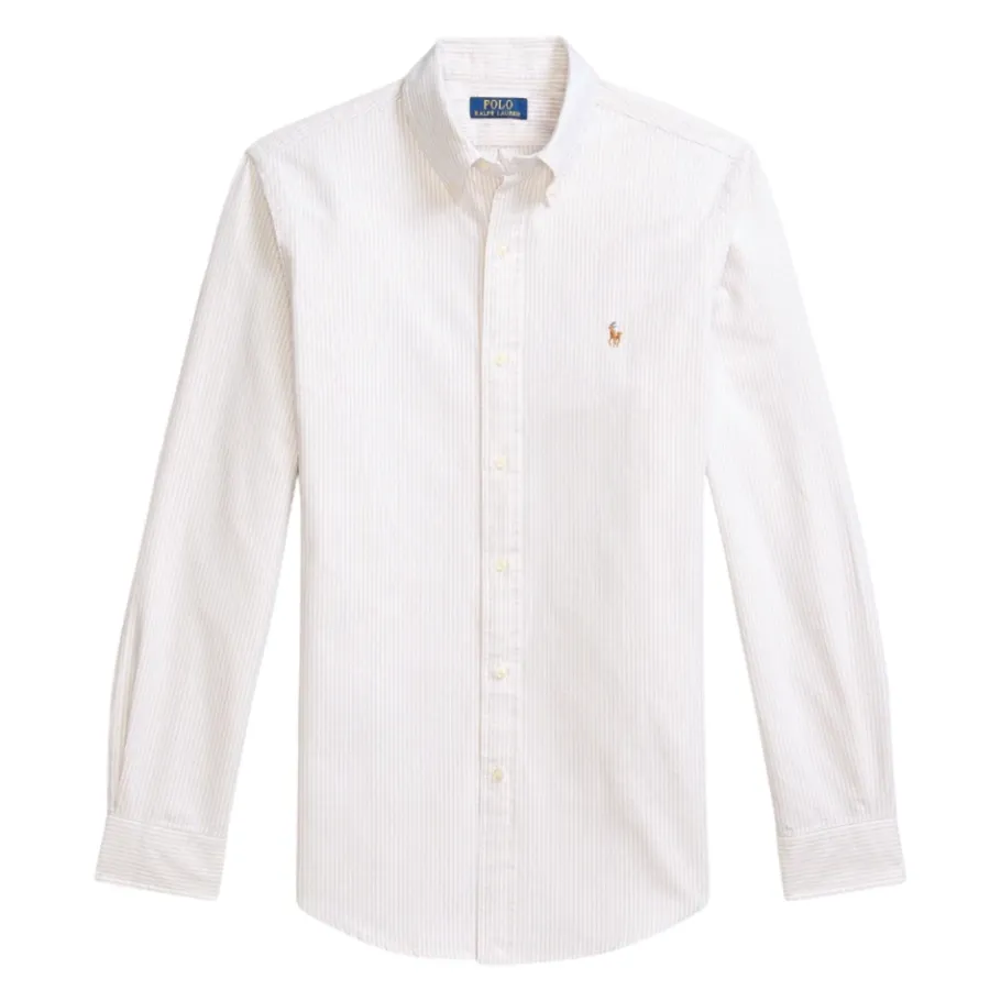 Ralph Lauren Custom Fit Gestreept Oxford Overhemd-Heren Overhemden
