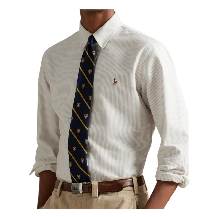 Ralph Lauren Custom Fit Gestreept Oxford Overhemd-Heren Overhemden