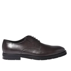 Baldinini Dark brown leather and tumbled leather lace-ups-Heren Nette Schoenen
