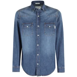 Roy Roger's Denim Martin Shirt Klassieke Kraag Zakken-Heren Overhemden