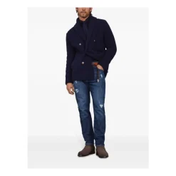 Brunello Cucinelli Distressed Katoenen Broek-Heren Jeans