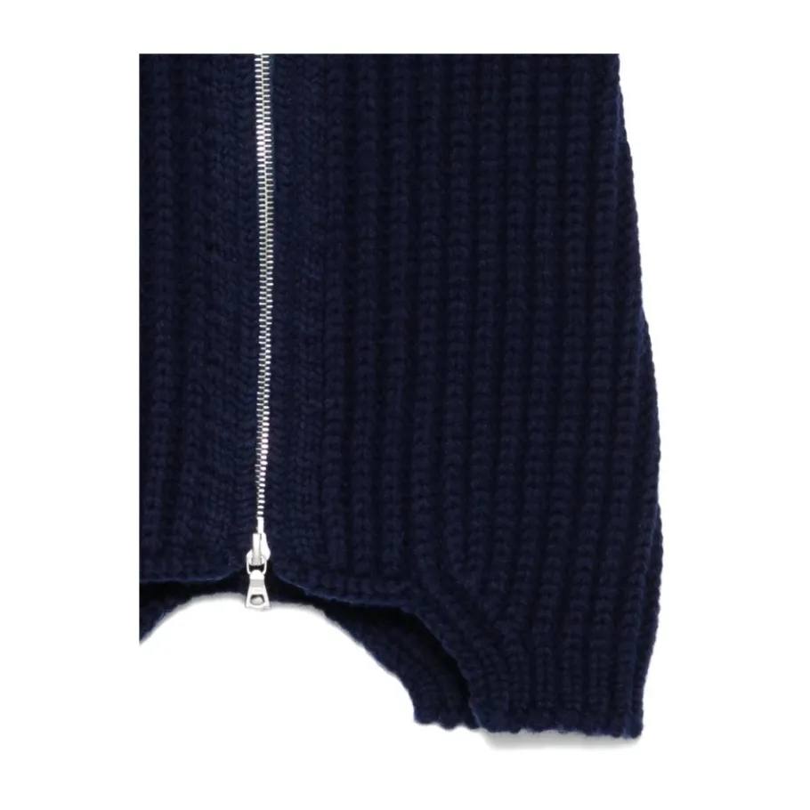 Dries Van Noten Donkere Geribbelde Gebreide Sjaal-Heren Sjaals