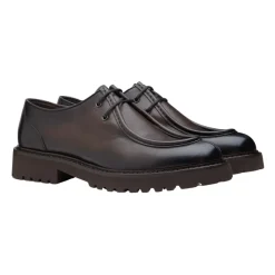 Doucal's Donkere Leren Veterschoenen met Modern Design-Heren Nette Schoenen