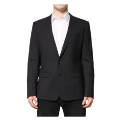 Dolce & Gabbana Donkergrijze Slim Fit Blazer-Heren Kostuums