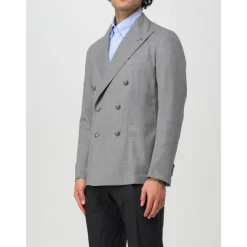 Tagliatore Double Breasted Grijze Wollen Blazer-Heren Kostuums