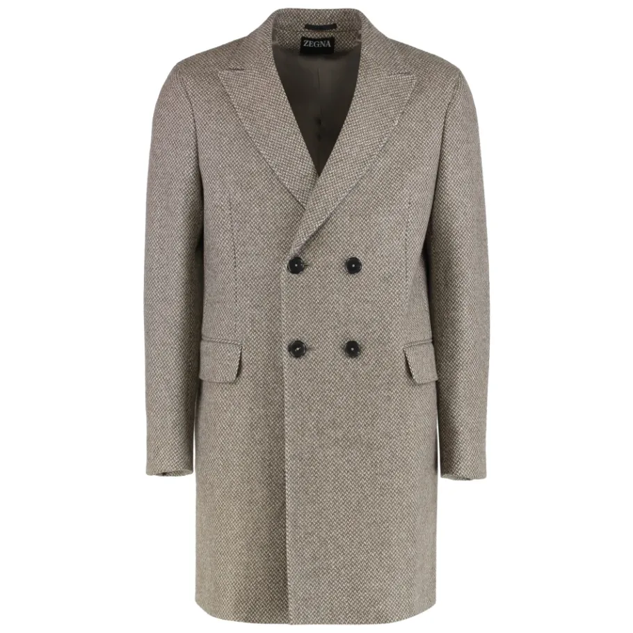 Zegna Double-breasted Jas van Wol en Kasjmier-Heren Jassen