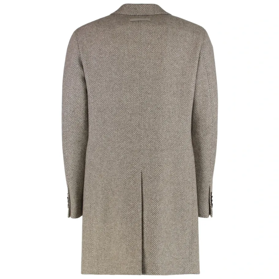 Zegna Double-breasted Jas van Wol en Kasjmier-Heren Jassen