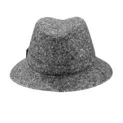 Borsalino Elegant Herringbone Fedora Hat-Heren Hoeden