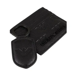 Emporio Armani Embossed Eagle leren kaarthouder en sleutelhanger set-Heren Portefeuilles