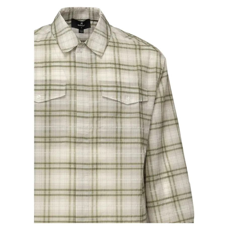 REPRESENT Flanellen Knoopshirt, Groen/-Heren Overhemden