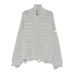 MM6 Maison Margiela Frayed Hem Ribbed Turtleneck-Heren Truien & Vesten