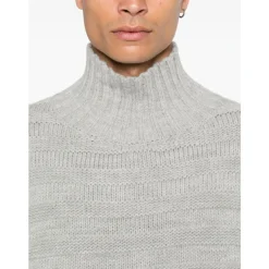 MM6 Maison Margiela Frayed Hem Ribbed Turtleneck-Heren Truien & Vesten