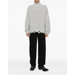 MM6 Maison Margiela Frayed Hem Ribbed Turtleneck-Heren Truien & Vesten