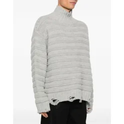 MM6 Maison Margiela Frayed Hem Ribbed Turtleneck-Heren Truien & Vesten