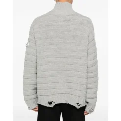 MM6 Maison Margiela Frayed Hem Ribbed Turtleneck-Heren Truien & Vesten