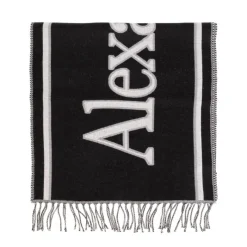 Alexander McQueen Fringe Logo Print Wraparound Sjaal-Heren Sjaals