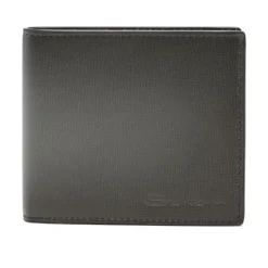 Santoni G70 Grijze Leren Portemonnee-Heren Portefeuilles