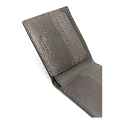 Santoni G70 Grijze Leren Portemonnee-Heren Portefeuilles