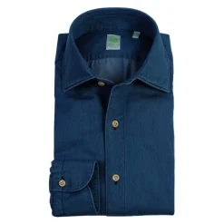 Finamore Gaeta Denim Overhemd-Heren Overhemden