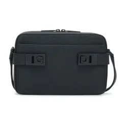 Ferragamo Gancini Buckle Embellished Leather Shoulder Bag-Heren Tassen