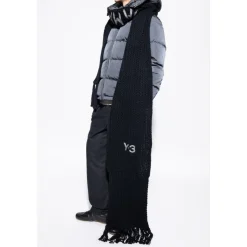 Y-3 Geborduurde Oversized Grof Gebreide Sjaal-Heren Sjaals