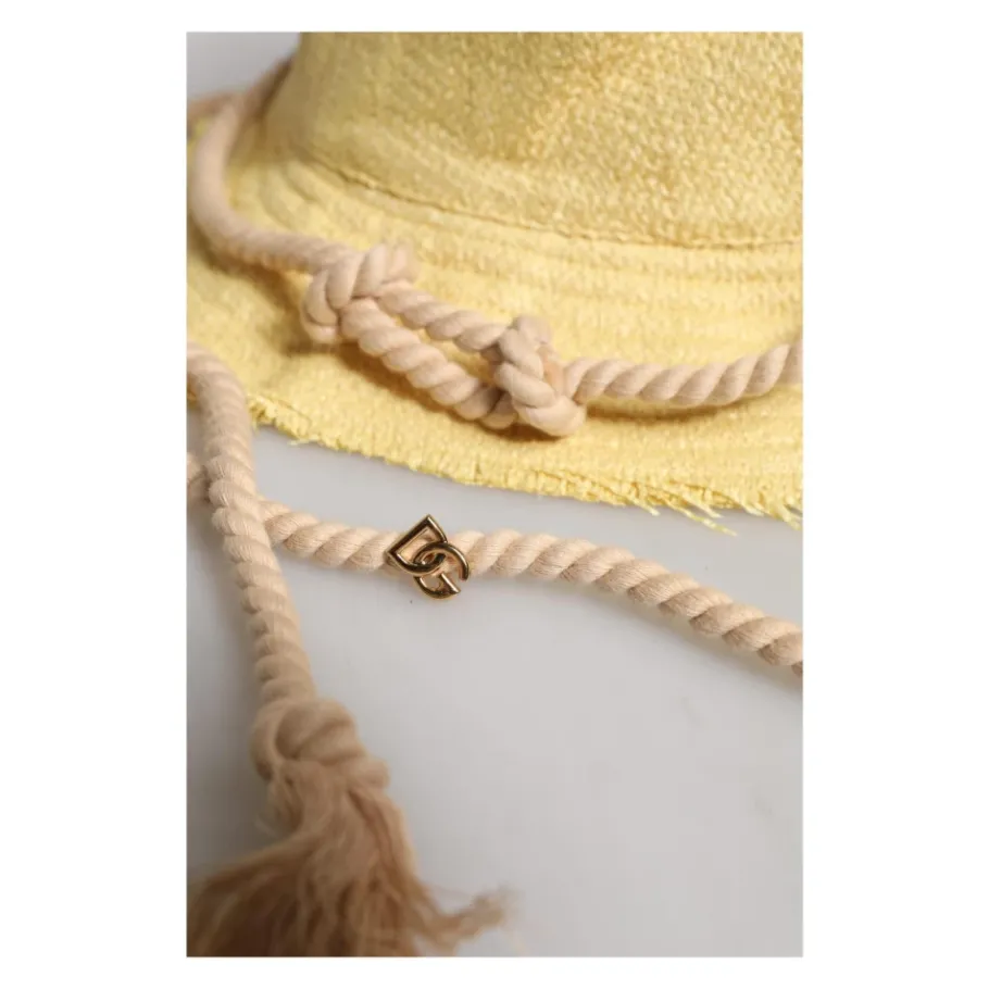 Dolce & Gabbana Gele Wide Brim Bucket Hat met Logo-Heren Hoeden