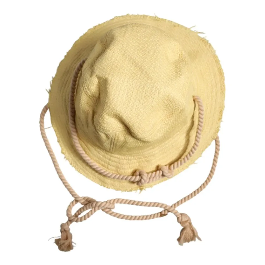 Dolce & Gabbana Gele Wide Brim Bucket Hat met Logo-Heren Hoeden