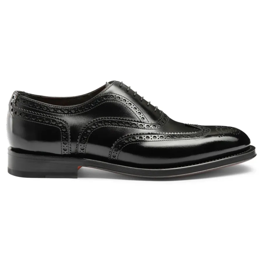 Santoni Gepolijste Leren Oxford Brogue-Heren Nette Schoenen