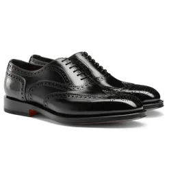 Santoni Gepolijste Leren Oxford Brogue-Heren Nette Schoenen