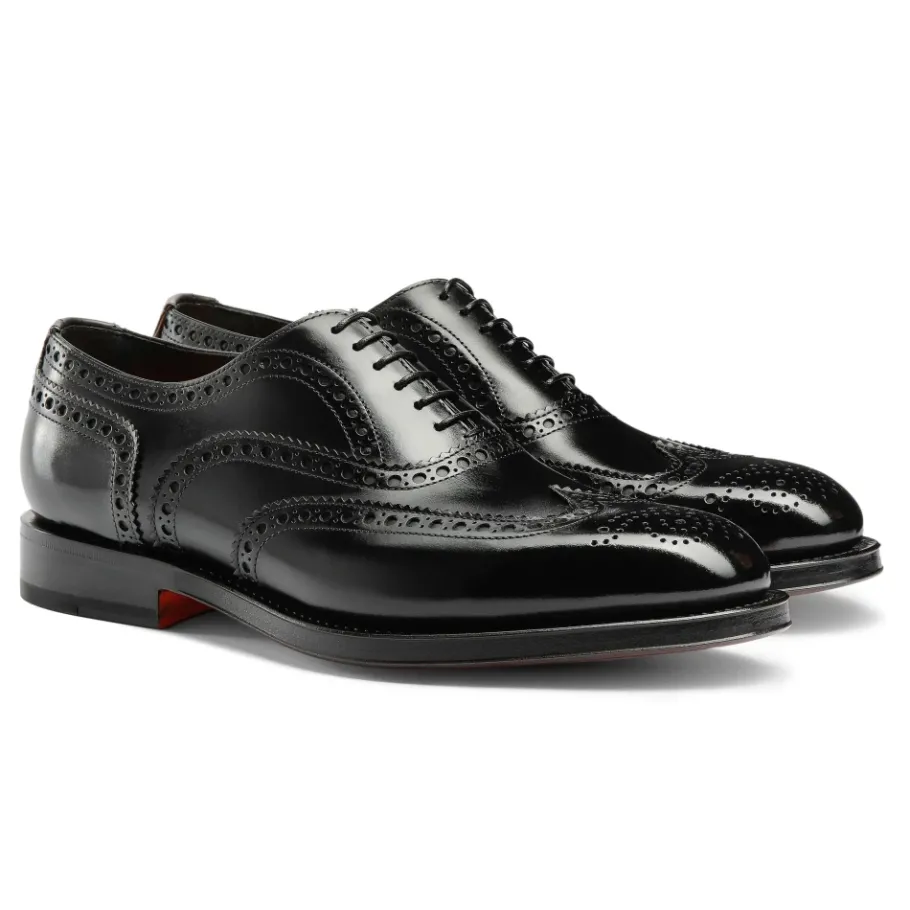 Santoni Gepolijste Leren Oxford Brogue-Heren Nette Schoenen