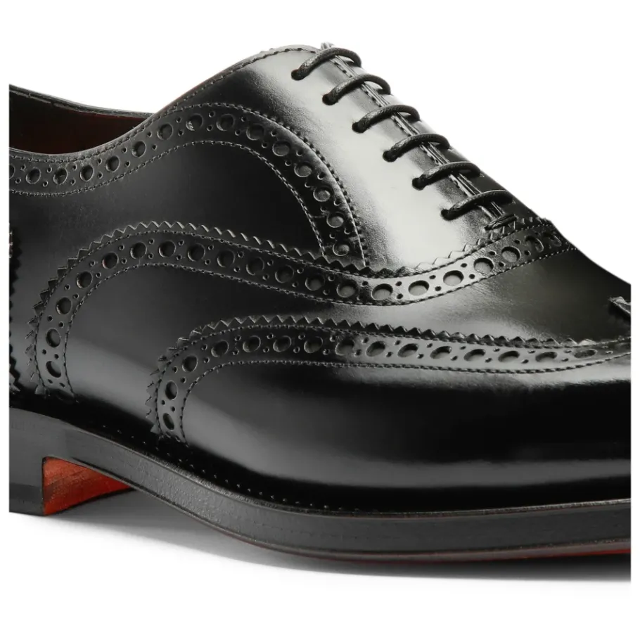Santoni Gepolijste Leren Oxford Brogue-Heren Nette Schoenen