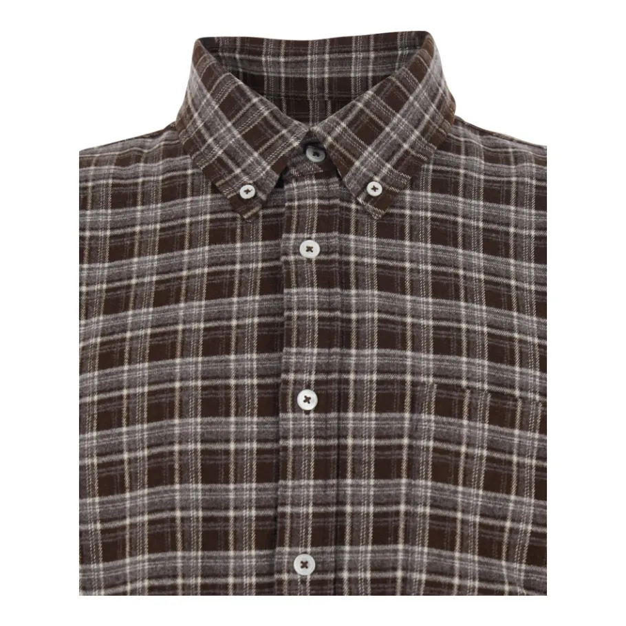 Dunst Geruite Flanellen Overhemd in Bruin-Heren Overhemden