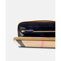 Burberry Geruite Zwarte Leren Portemonnee met Rits-Heren Portefeuilles