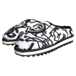 Dolce & Gabbana Gestikte Logo Slide Sandalen Wit-Heren Pantoffels