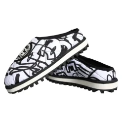 Dolce & Gabbana Gestikte Logo Slide Sandalen Wit-Heren Pantoffels