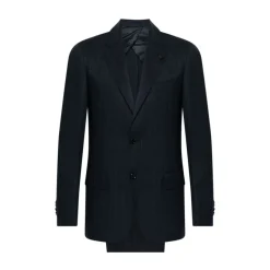 Lardini Gestreept donker pak met klassieke details-Heren Kostuums