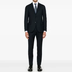 Lardini Gestreept donker pak met klassieke details-Heren Kostuums