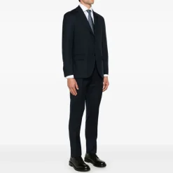 Lardini Gestreept donker pak met klassieke details-Heren Kostuums