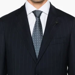 Lardini Gestreept donker pak met klassieke details-Heren Kostuums