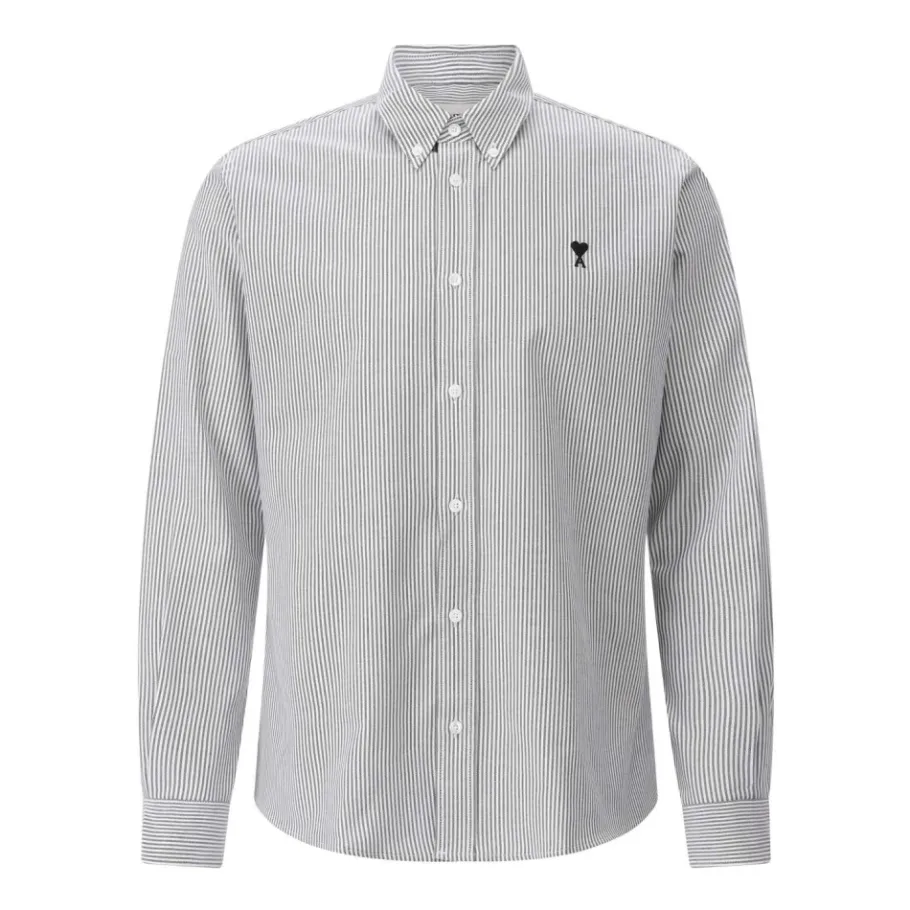 Ami Paris Gestreept Logo Overhemd-Heren Overhemden